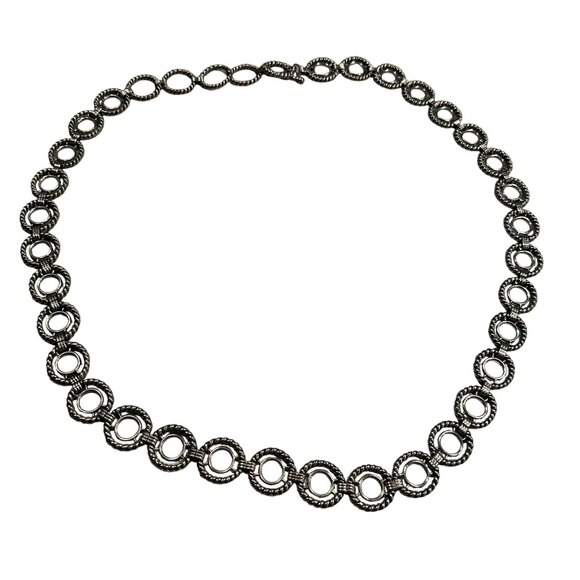 Rope Circle Chain Link Statement Belt Vintage T Bar Clasp Silver Adjustable - Picture 9 of 16